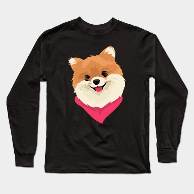 Cute Pomeranian Dog T-Shirt for Dog Lovers Long Sleeve T-Shirt by riin92